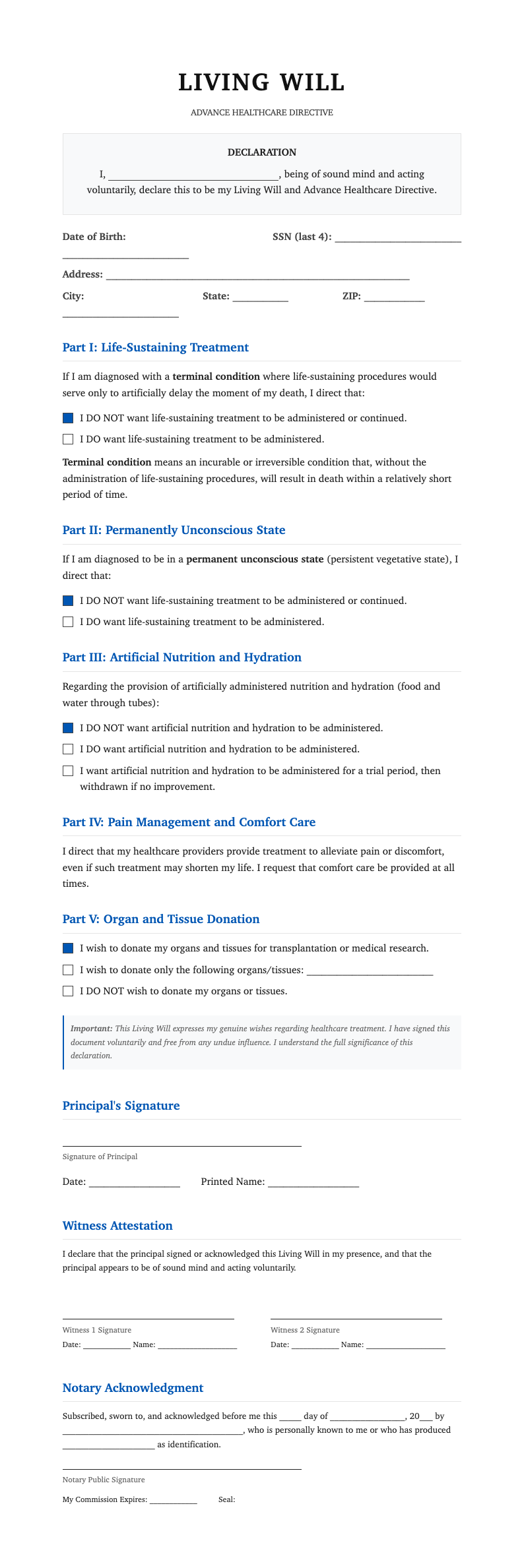 Classic Professional living will